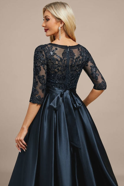 Robe de Soirée Satin Noir Élégant - gallery 7