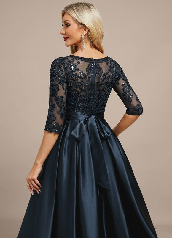 Robe de Soirée Satin Noir Élégant - gallery 7
