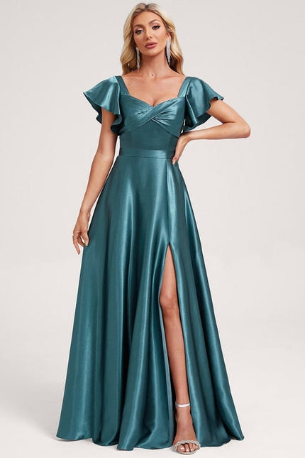 Robe de Soirée Satin Vert Pâle