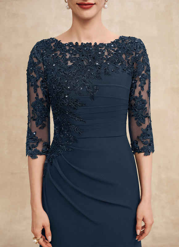 Robe de Soirée Longue Bleu Marine Dentelle Paillettes - gallery 6