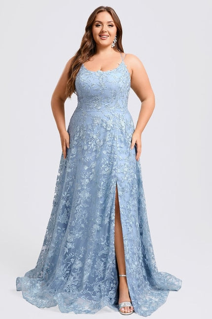 Robe de Soirée Bleu Poudré Floral - gallery 9