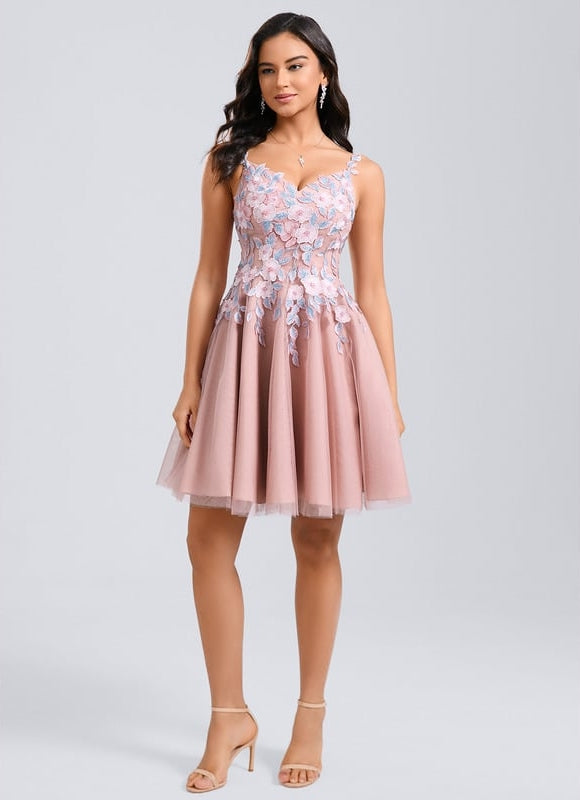 Robe de Soirée Fleurie Rosée - gallery 5