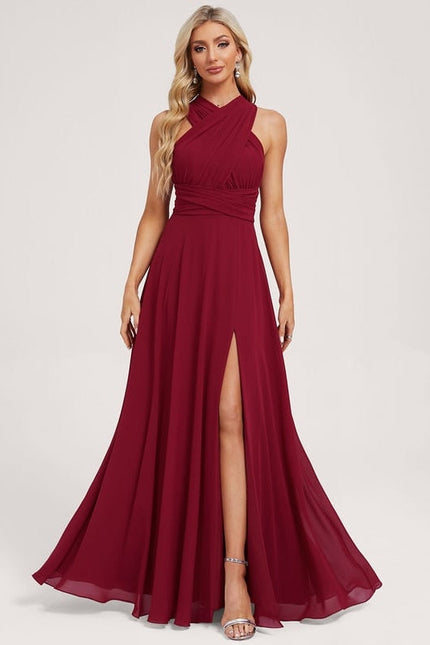 Robe de Soirée Bordeaux Fluide - gallery 1