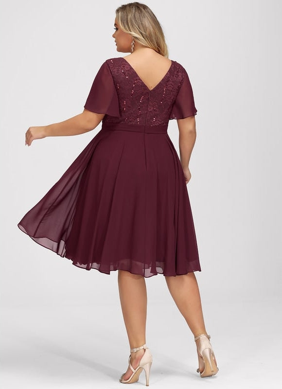 Robe de Soirée Velours Bourgogne Chic - gallery 7