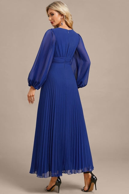 Robe de Soirée Bleu Plissé Élégant - gallery 6