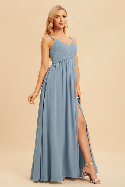 Robe de Soirée Mousseline Beige - gallery 3