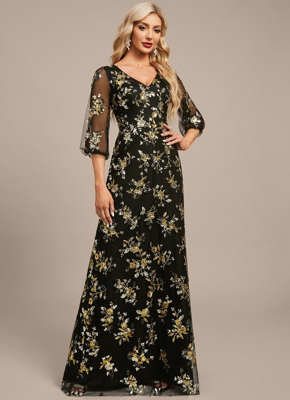 Robe de Soirée Fleurie Éclatante - gallery 5