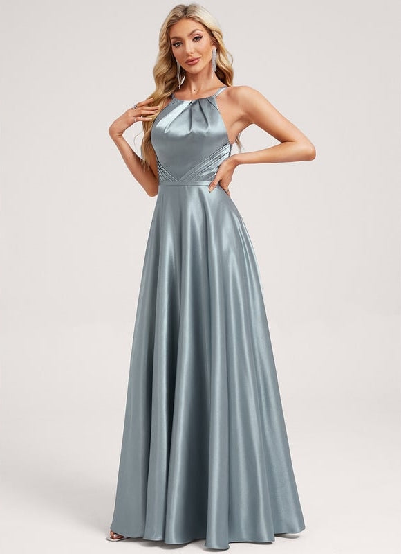 Robe de Soirée Satin Bleu Clair