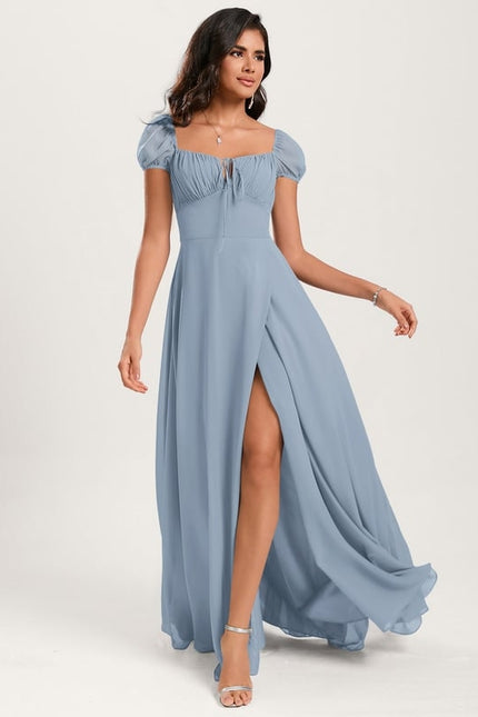 Robe de Soirée Fluide Vert Deau