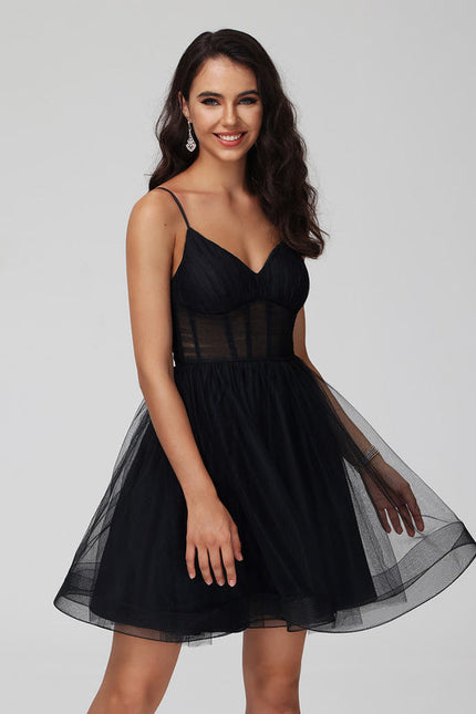 Robe de Soirée Noir Tulle Élégant - gallery 8