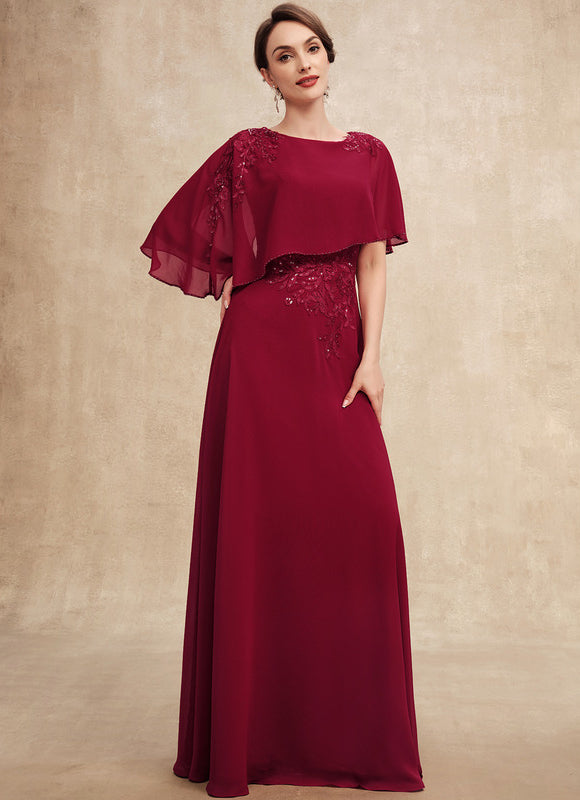 Robe de Soirée Longue Bordeaux En Mousseline Dentelle Perles - gallery 4