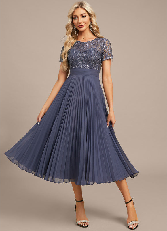 Robe de Soirée Plissée Céleste - gallery 2