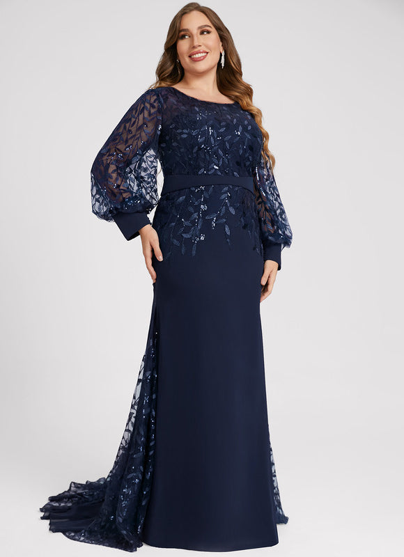 Robe Longue Bleue Sirène Dentelle Soirée - gallery 7