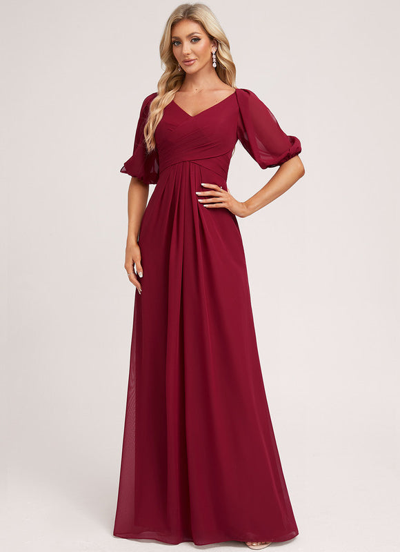 Robe de Soirée Mousseline Beige - gallery 4