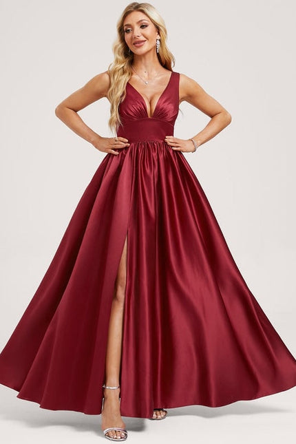 Robe de Soirée Satin Mauve Élégant