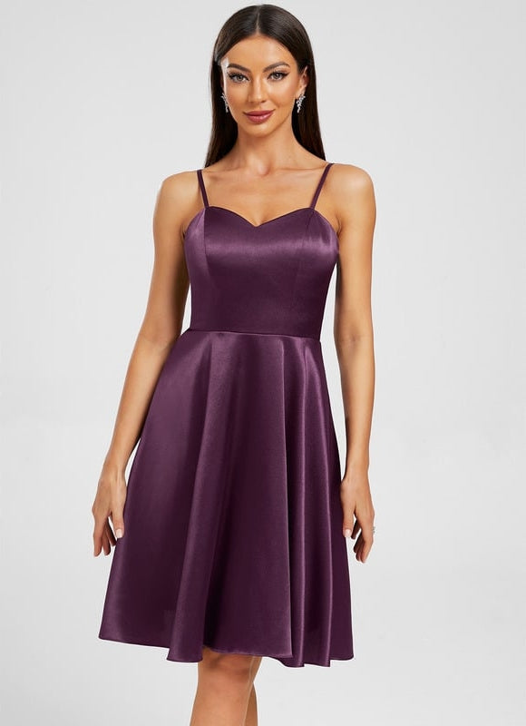 Robe de Soirée Satinée Prune - gallery 5