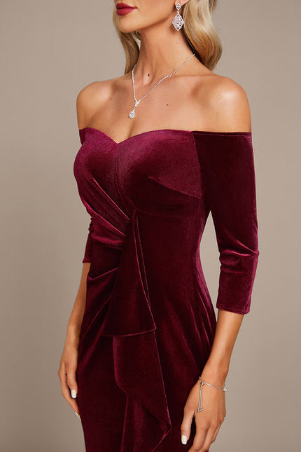 Robe de Soirée Velours Pourpre Élégant - gallery 1