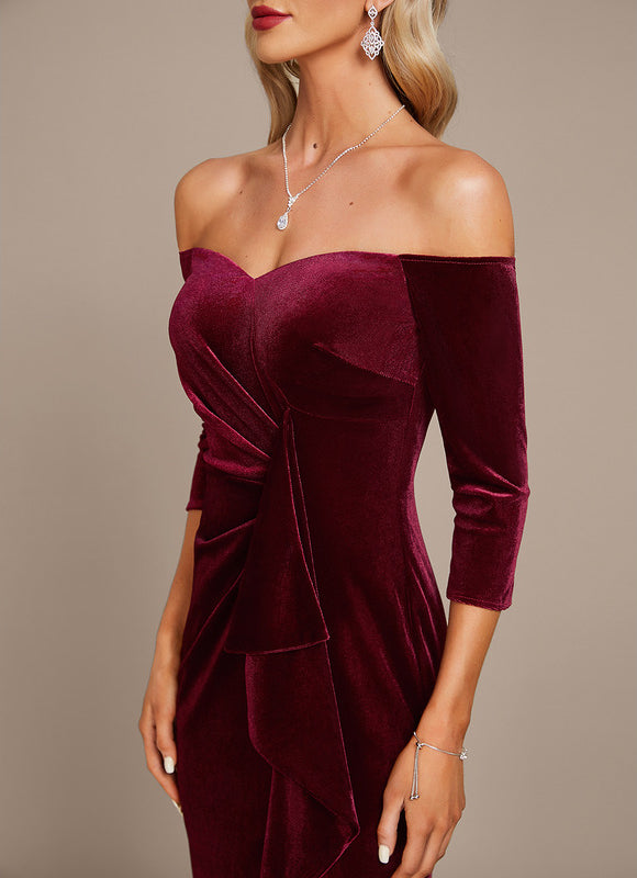 Robe de Soirée Velours Pourpre Élégant - gallery 1