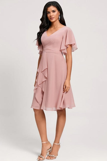 Robe De Soirée Mousseline Rouge - gallery 5