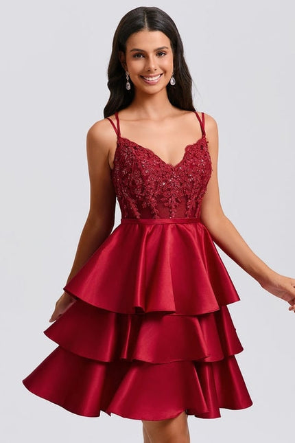 Robe de Soirée Volants Satinée - gallery 4