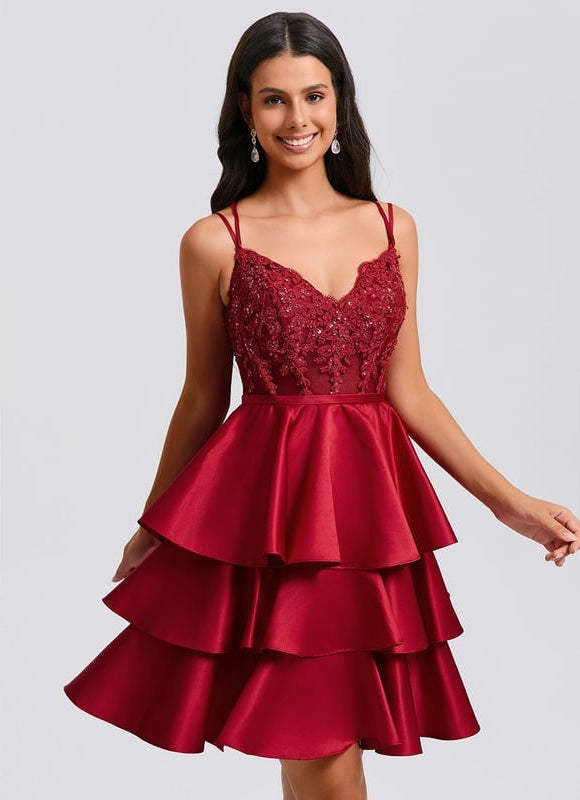 Robe de Soirée Volants Satinée - gallery 4