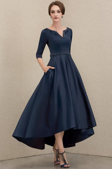 Robe de Soirée Nuit Marine Satinée - gallery 8