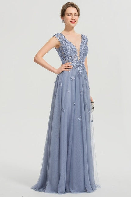 Robe de Soirée Tulle Grise - gallery 7