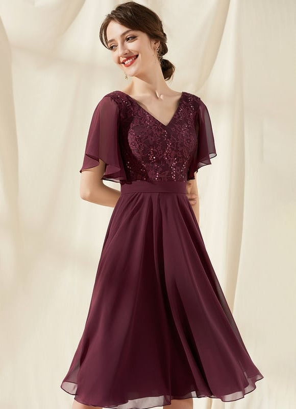 Robe de Soirée Velours Bourgogne Chic