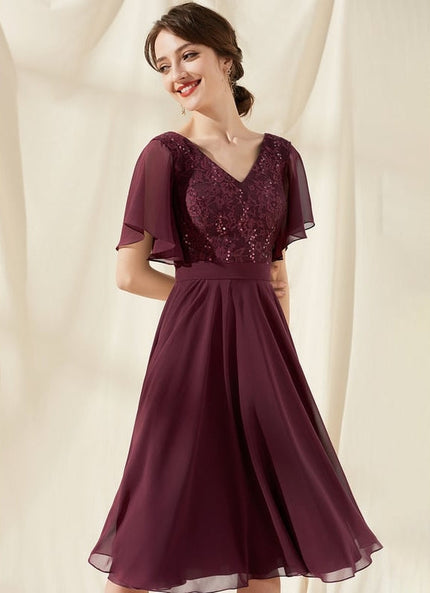 Robe de Soirée Velours Bourgogne Chic