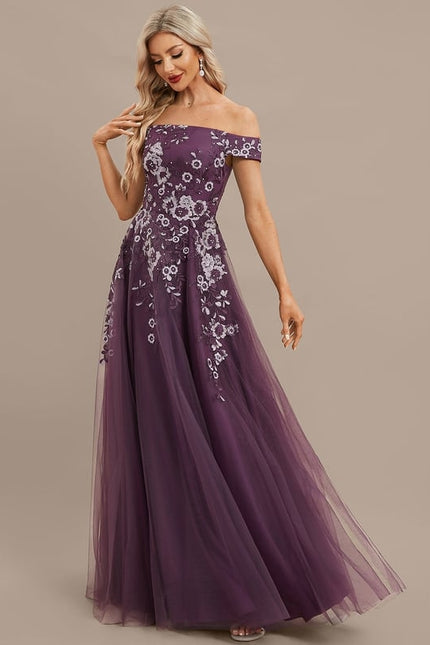 Robe de Soirée Élégance Violette Couture - gallery 3