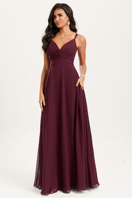 Robe de Soirée Mousseline Beige - gallery 1