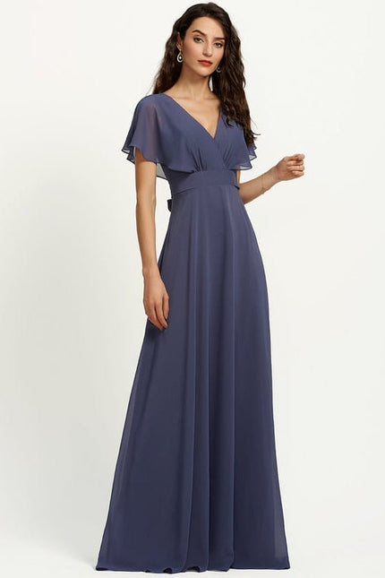 Robe de Soirée Mousseline Beige - gallery 3