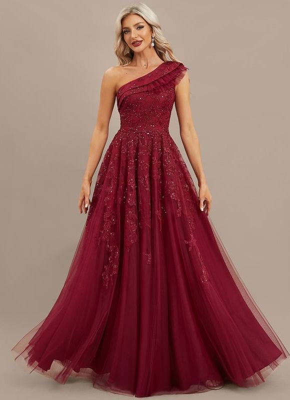 Robe de Soirée Bordeaux Étoilé