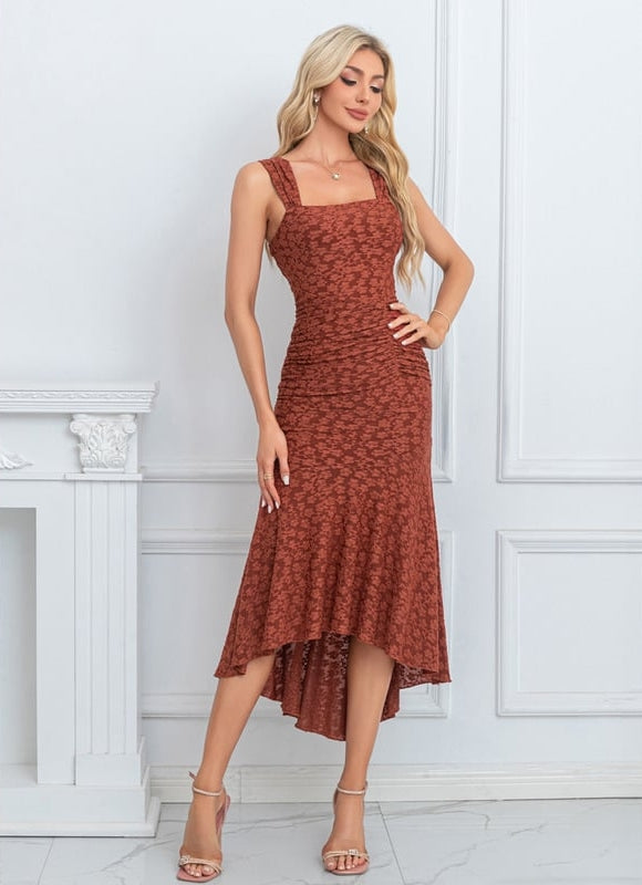Robe de Soirée Jacquard Terracotta - gallery 1