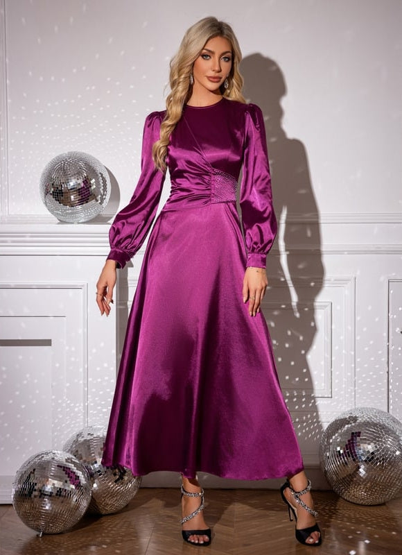 Robe de Soirée Satin Fuchsia - gallery 3
