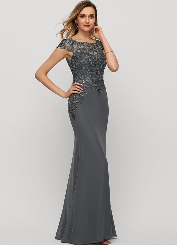 Robe de Soirée Satin Gris Perle - gallery 3
