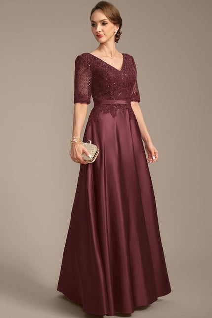 Robe de Soirée Bourgogne Satiné - gallery 5
