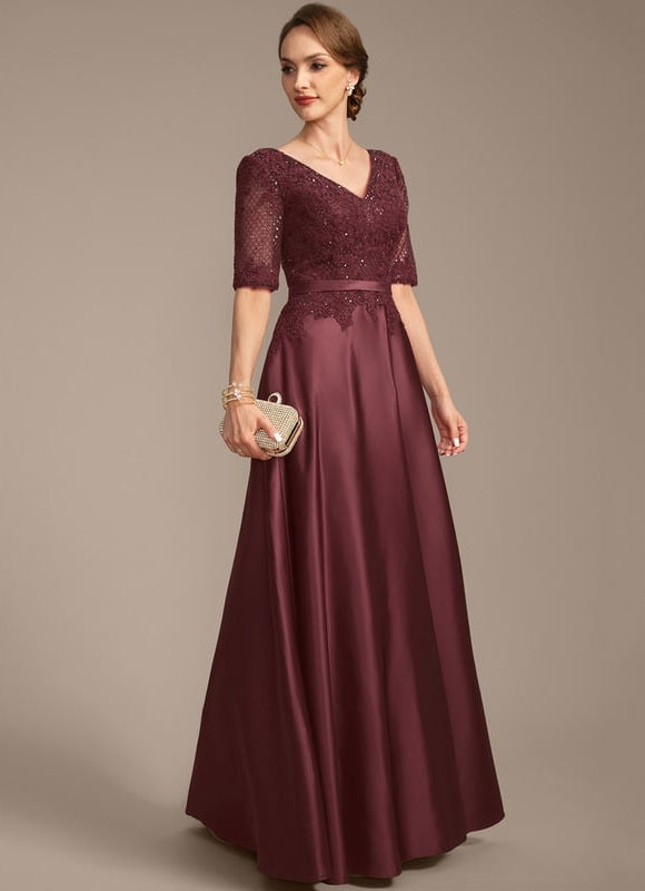 Robe de Soirée Bourgogne Satiné - gallery 5