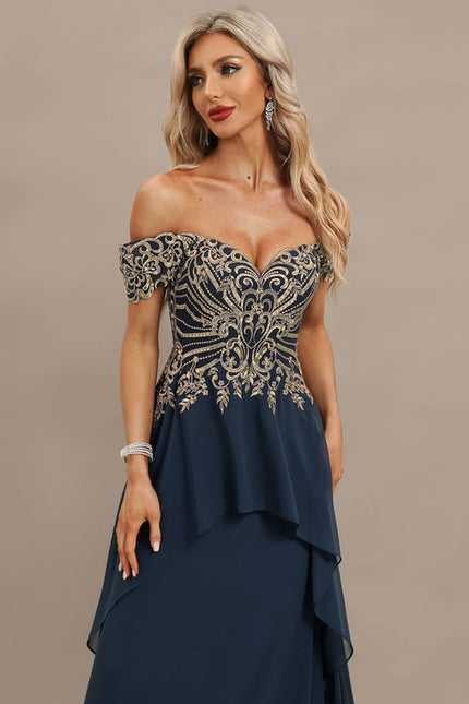Robe de Soirée Élégance Marine Brodée - gallery 1