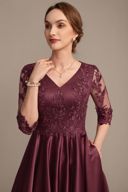 Robe de Soirée Violet Satiné Élancé - gallery 1