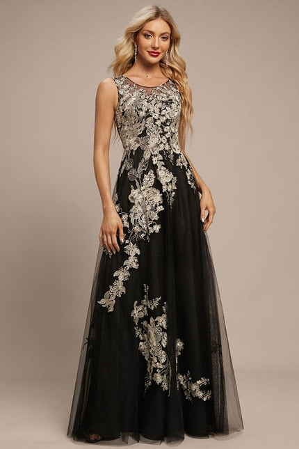 Robe de Soirée Tulle Noir Étoilé - gallery 4