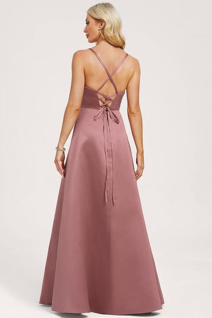 Robe de Soirée Satin Mauve Élégant - gallery 4