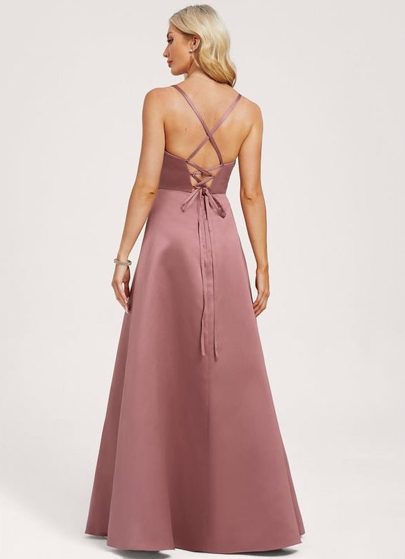 Robe de Soirée Satin Mauve Élégant - gallery 4