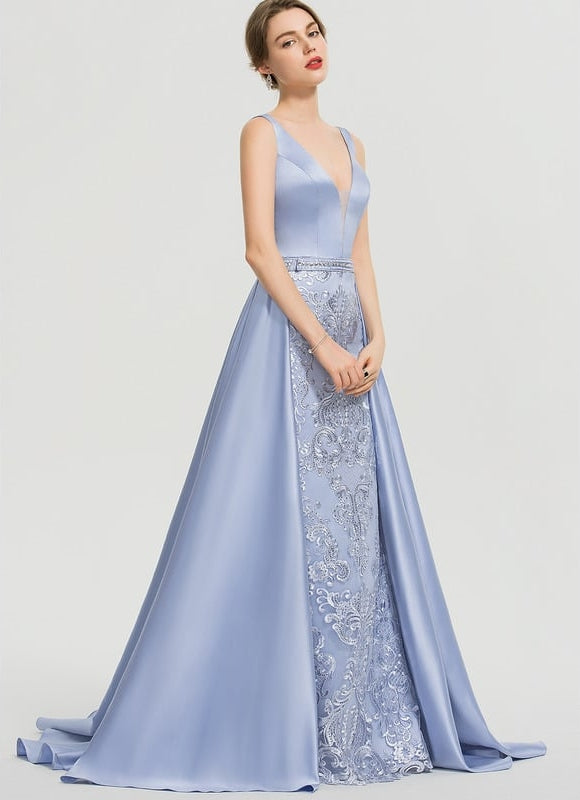Robe de Soirée Céleste Satiné - gallery 5