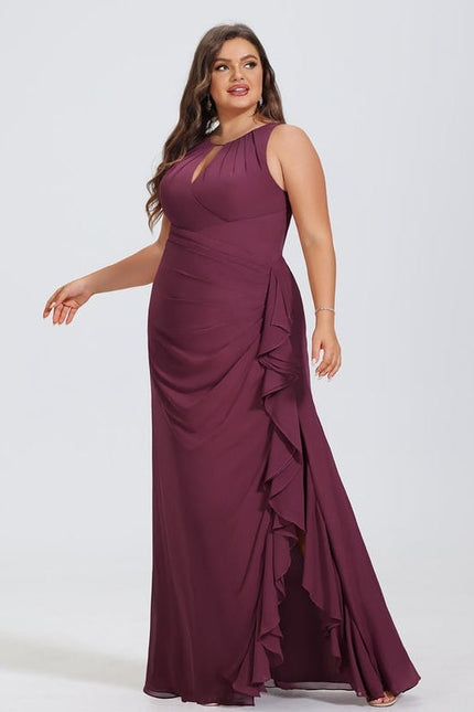 Robe de Soirée Mousseline Fendue - gallery 7