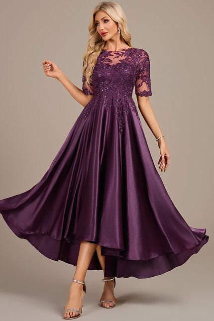 Robe de Soirée Satinée Violette - gallery 3
