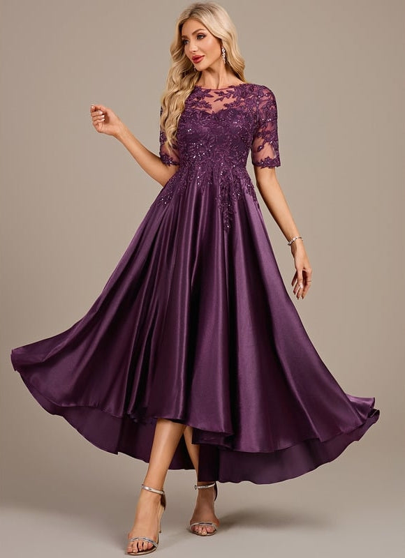 Robe de Soirée Satinée Violette - gallery 3