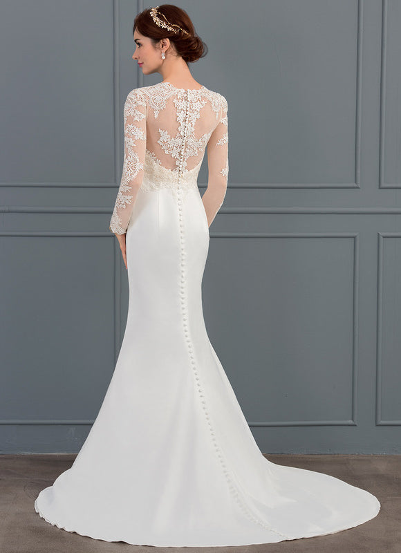 Robe de Soirée De Dentelle Satinée - gallery 4