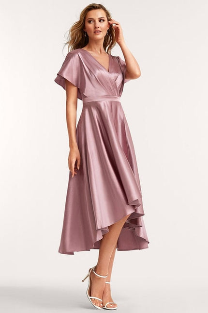 Robe de Soirée Satinée Rose Poudré - gallery 2