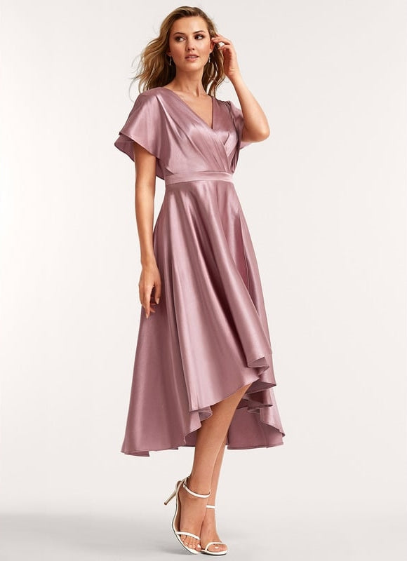 Robe de Soirée Satinée Rose Poudré - gallery 2